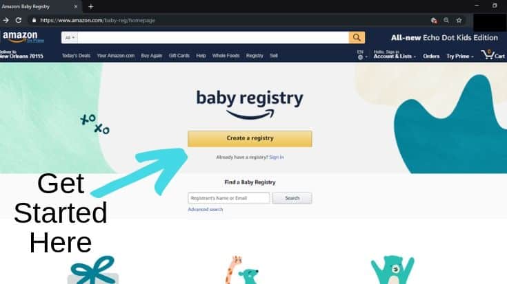 amazon baby registry set up